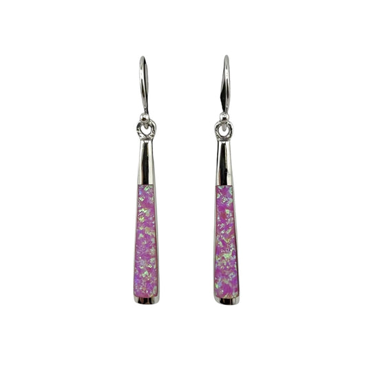 Pink Lab Opal Cone Dangle Earrings Sterling Silver