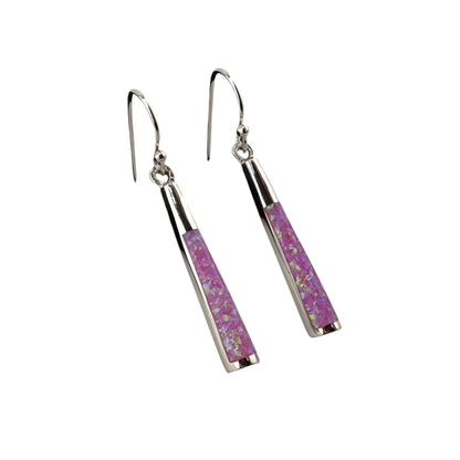 Pink Lab Opal Cone Dangle Earrings Sterling Silver