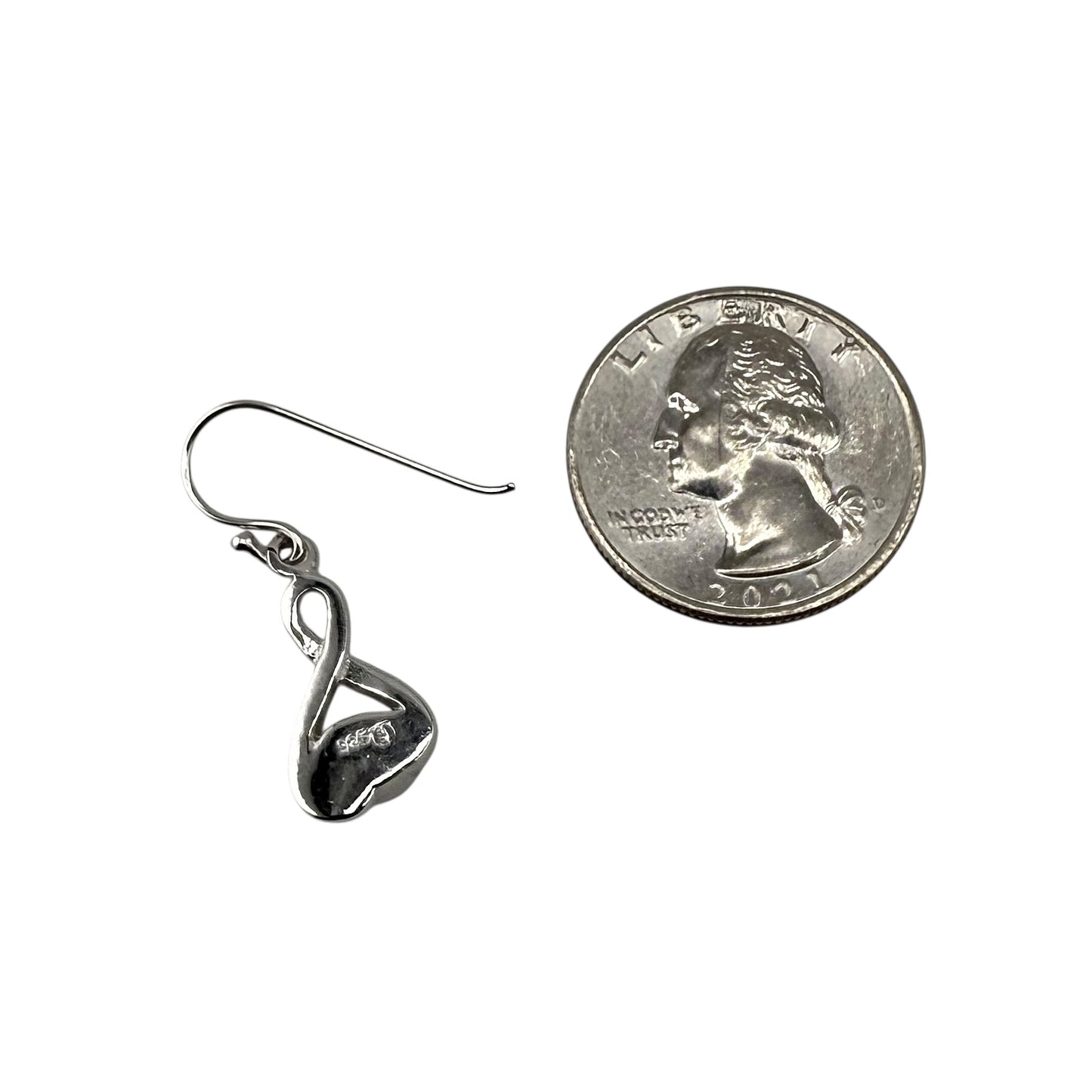 Blue Lab Opal Swirl Loop Dangle Earrings Sterling Silver