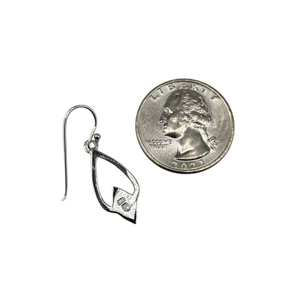 Blue Lab Opal Pear Diamond Shape Dangle Earrings Sterling Silver