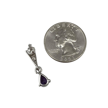 Blue Lab Triangle Pear Amethyst CZ Post Earrings Sterling Silver
