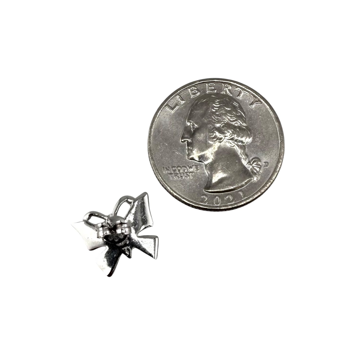 White Lab Opal Butterfly Post Earrings Sterling Silver
