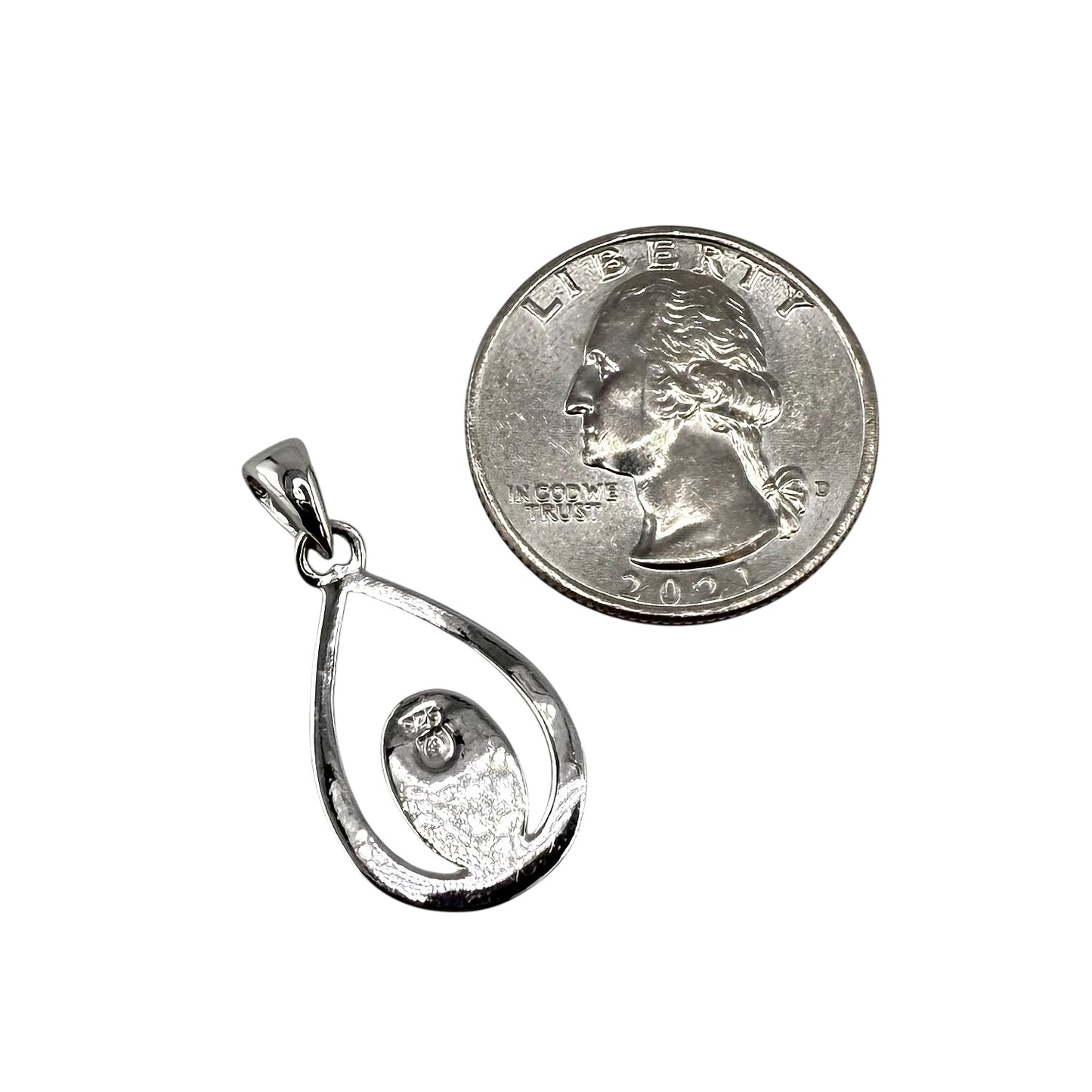 White Lab Opal Oval Pear Pendant Sterling Silver