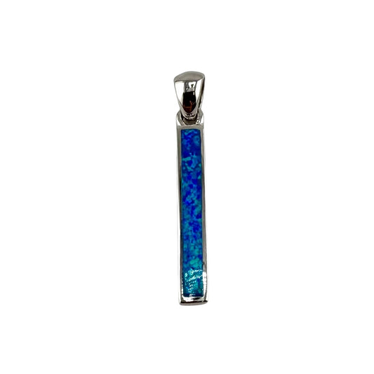 Blue Lab Opal Rectangle Pendant Sterling Silver