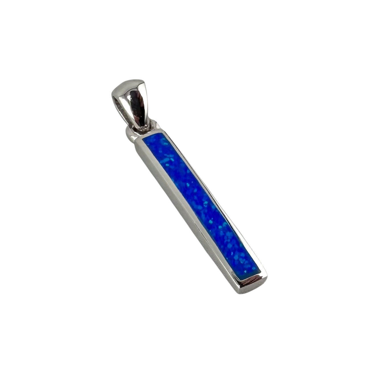 Blue Lab Opal Rectangle Pendant Sterling Silver