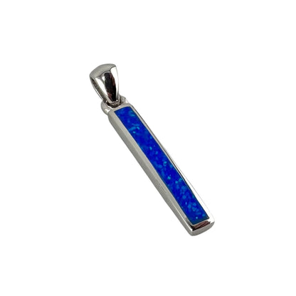 Blue Lab Opal Rectangle Pendant Sterling Silver