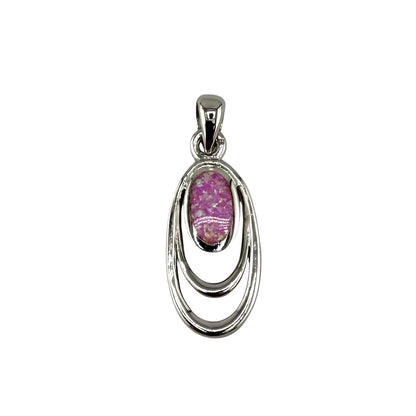 Pink Lab Opal Oval Pendant Sterling Silver