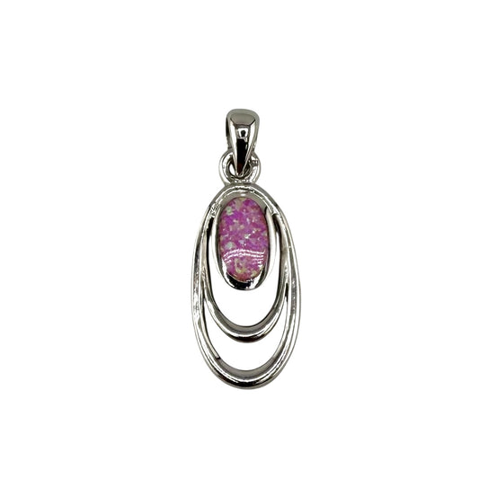 Pink Lab Opal Oval Pendant Sterling Silver