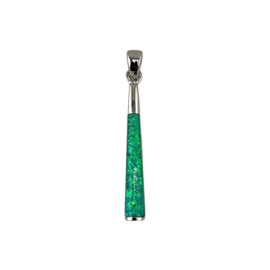 Green Lab Opal Long Bar Pendant Sterling Silver