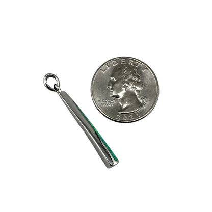 Green Lab Opal Long Bar Pendant Sterling Silver