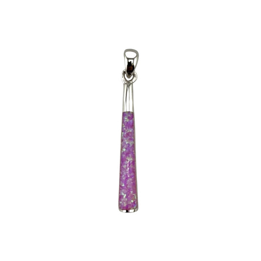 Pink Lab Opal Long Bar Pendant Sterling Silver