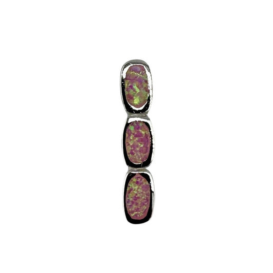 Pink Lab Opal Stacked Oval Pendant Sterling Silver