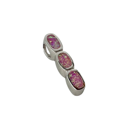 Pink Lab Opal Stacked Oval Pendant Sterling Silver