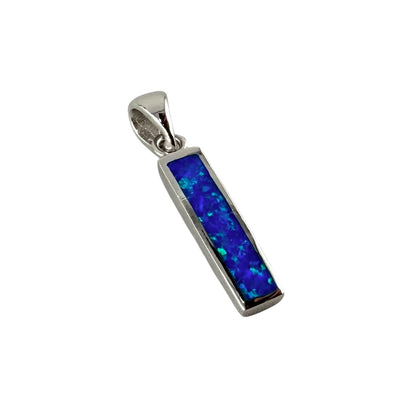 Blue Lab Opal Rectangle Pendant Sterling Silver