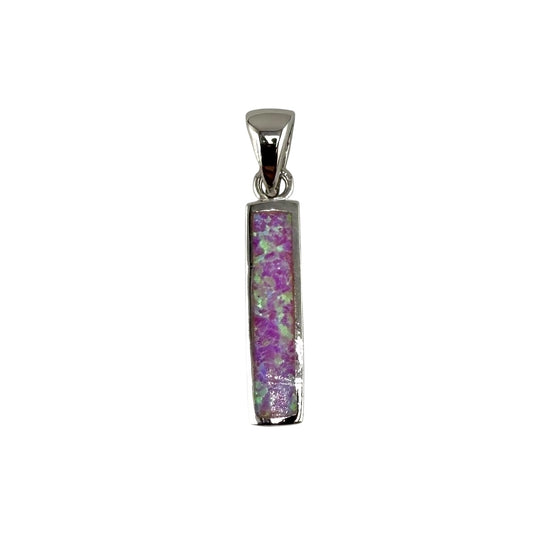 Pink Lab Opal Rectangle Pendant Sterling Silver