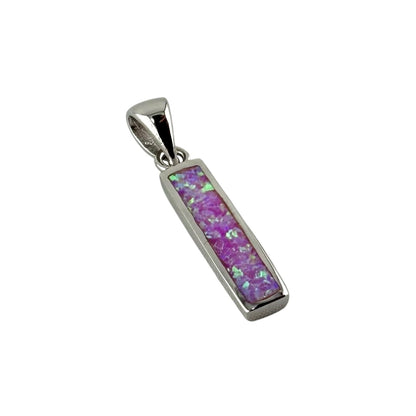 Pink Lab Opal Rectangle Pendant Sterling Silver