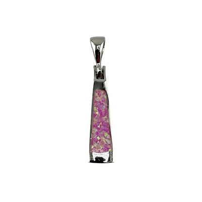 Pink Lab Opal Triangle Bar Pendant Sterling Silver
