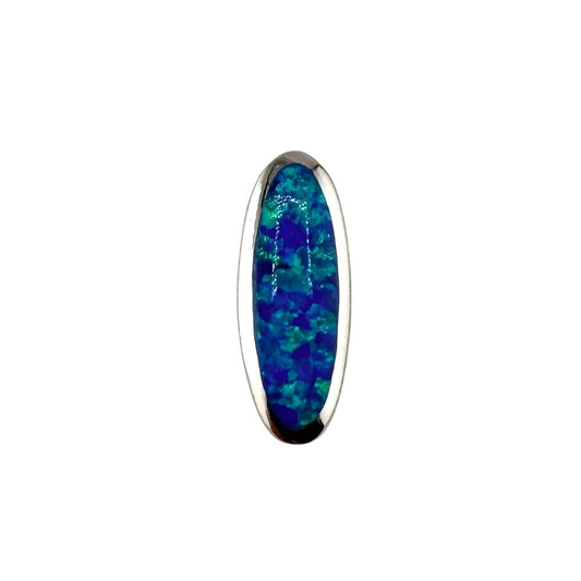 Blue Lab Opal Hidden Bail Oval Pendant Sterling Silver