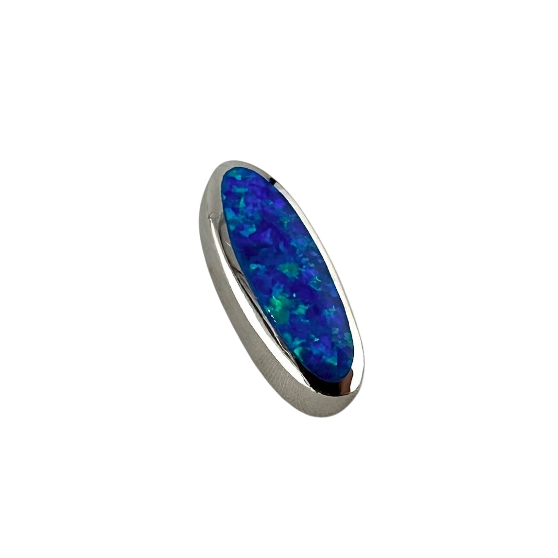 Blue Lab Opal Hidden Bail Oval Pendant Sterling Silver