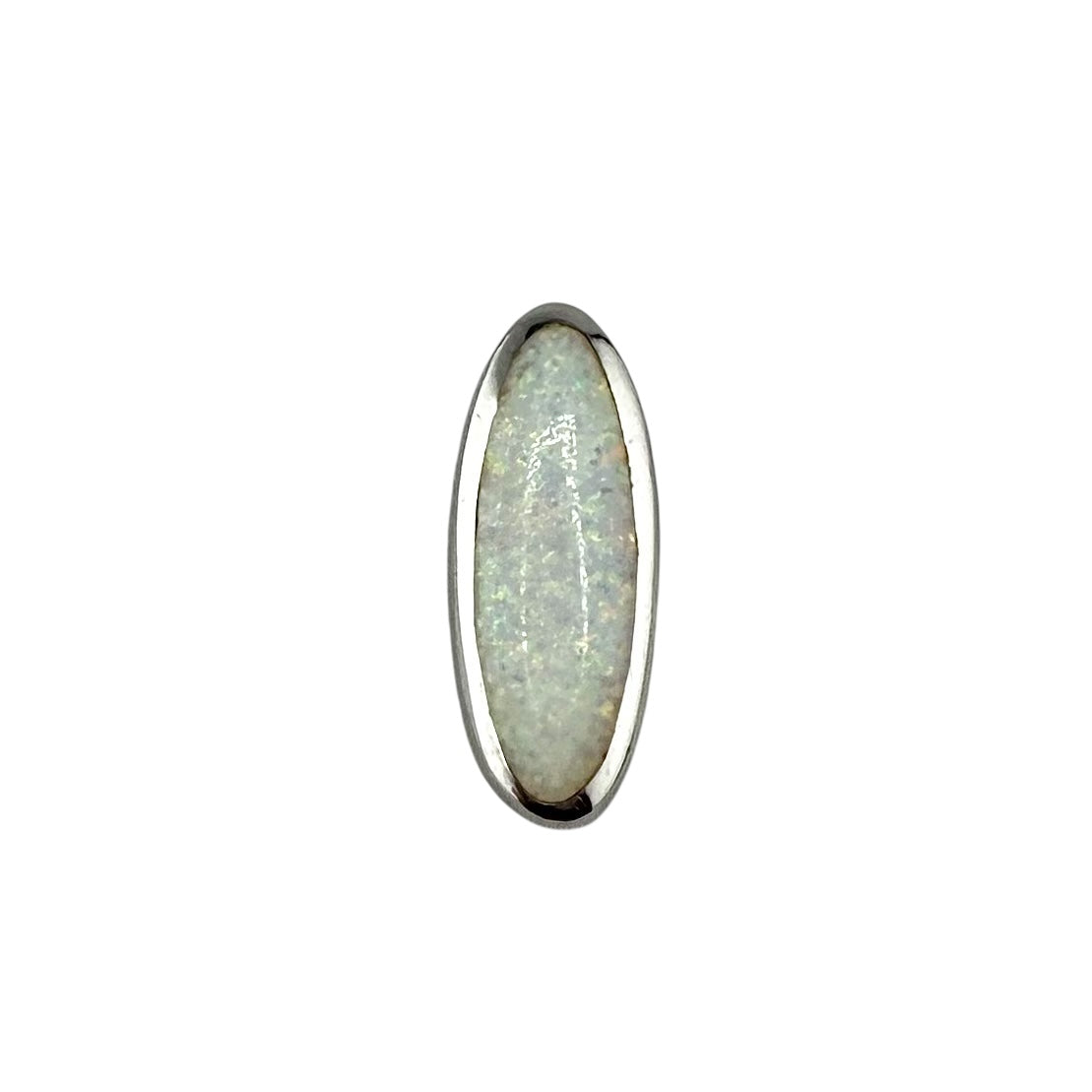 White Lab Opal Hidden Bail Oval Pendant Sterling Silver