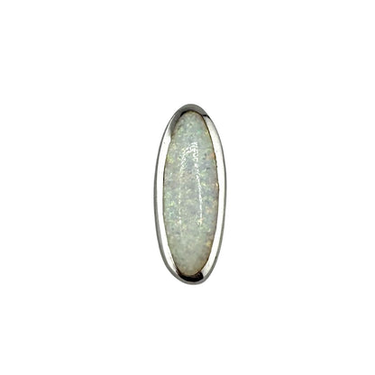 White Lab Opal Hidden Bail Oval Pendant Sterling Silver