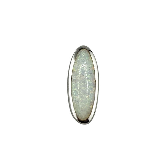 White Lab Opal Hidden Bail Oval Pendant Sterling Silver