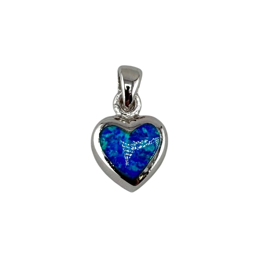 Blue Lab Opal Heart Pendant Sterling Silver