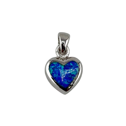 Blue Lab Opal Heart Pendant Sterling Silver