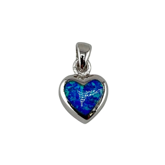 Blue Lab Opal Heart Pendant Sterling Silver