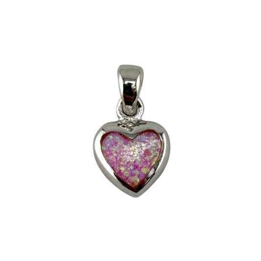 Pink Lab Opal Heart Pendant Sterling Silver