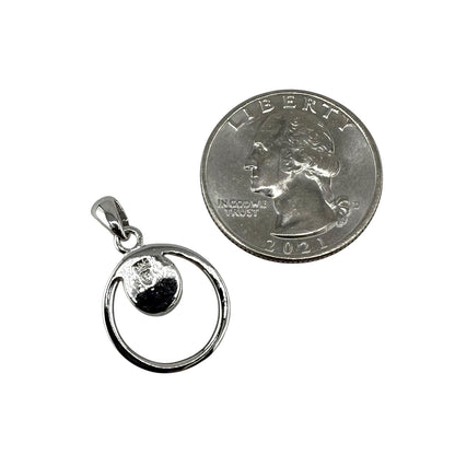 Blue Lab Opal Circle Pendant Sterling Silver