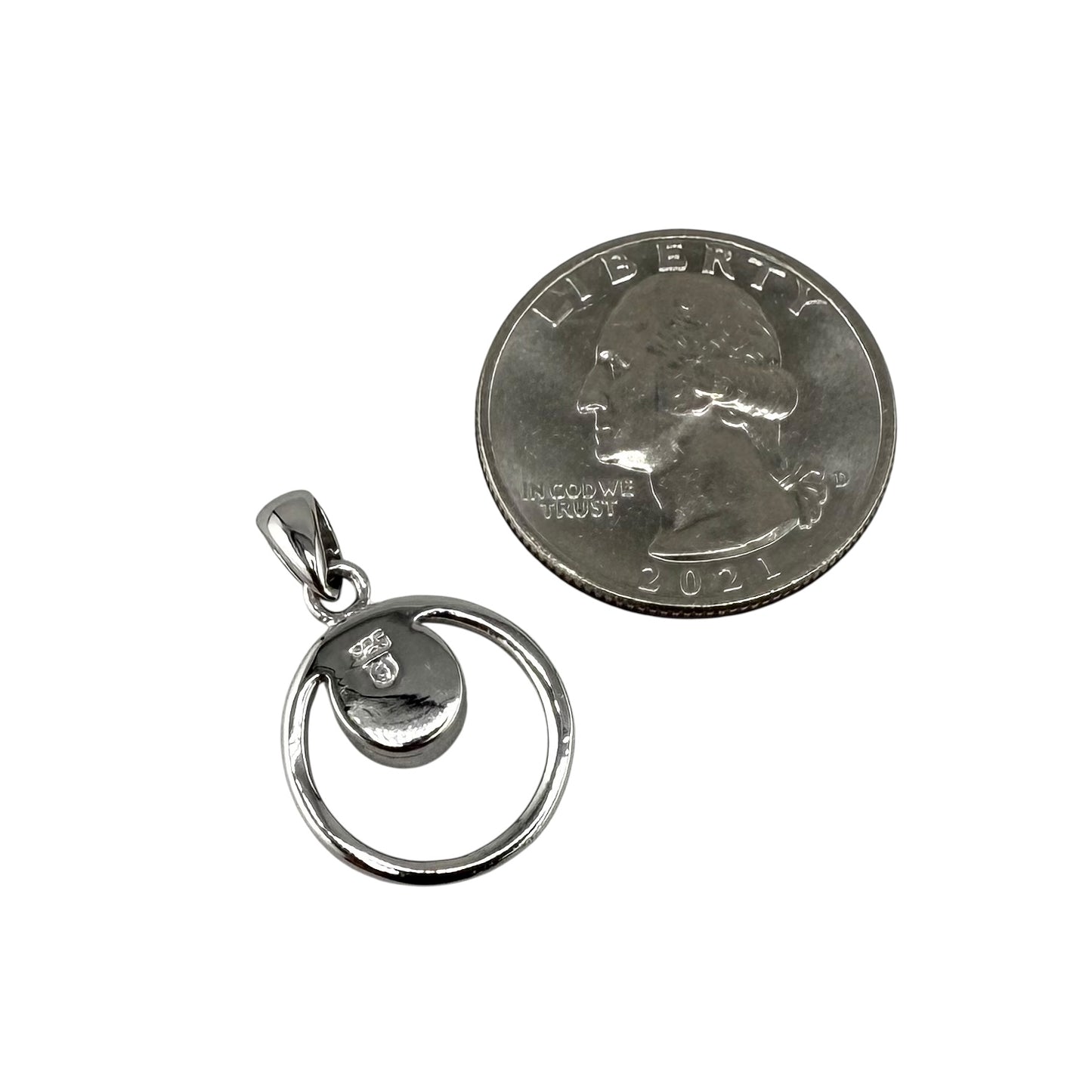 White Lab Opal Circle Pendant Sterling Silver