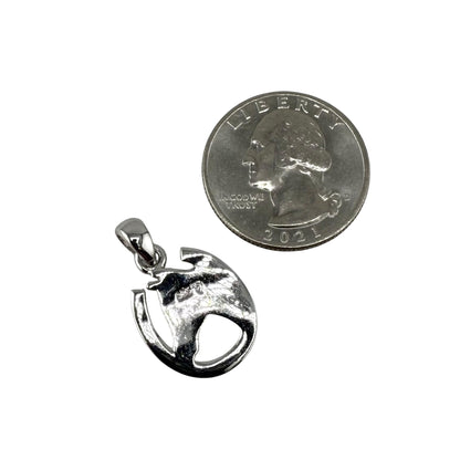 Blue Lab Opal Horse Head Horseshoe Pendant Sterling Silver