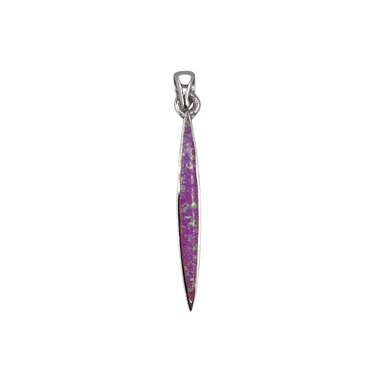Pink Lab Opal Pointed Oval Pendant Sterling Silver