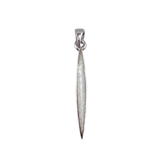 White Lab Opal Pointed Oval Pendant Sterling Silver
