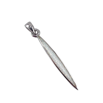 White Lab Opal Pointed Oval Pendant Sterling Silver