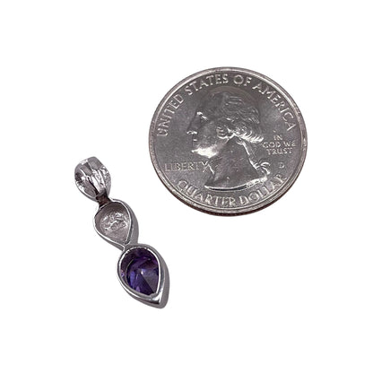 Blue Lab Opal Tear Drop Amethyst Pendant Sterling Silver