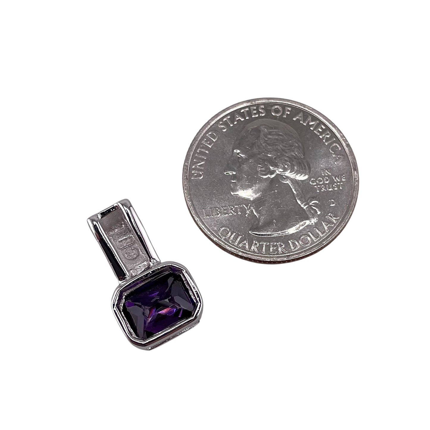 Blue Lab Opal Rectangle Amethyst Pendant Sterling Silver