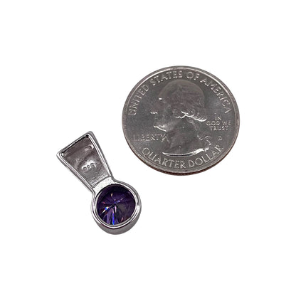 Blue Lab Opal Round Amethyst Pendant Sterling Silver