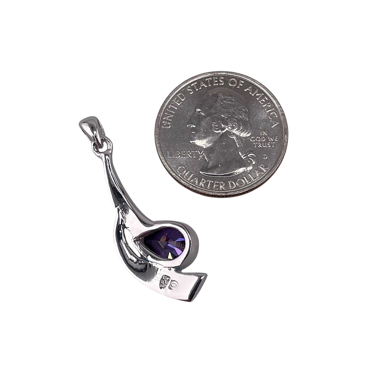 Blue Lab Opal Pear Amethyst Pendant Sterling Silver