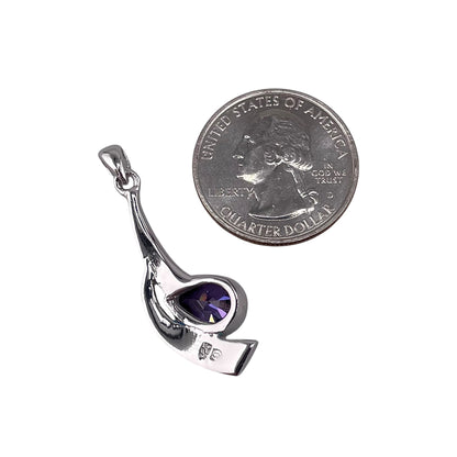 Blue Lab Opal Pear Amethyst Pendant Sterling Silver
