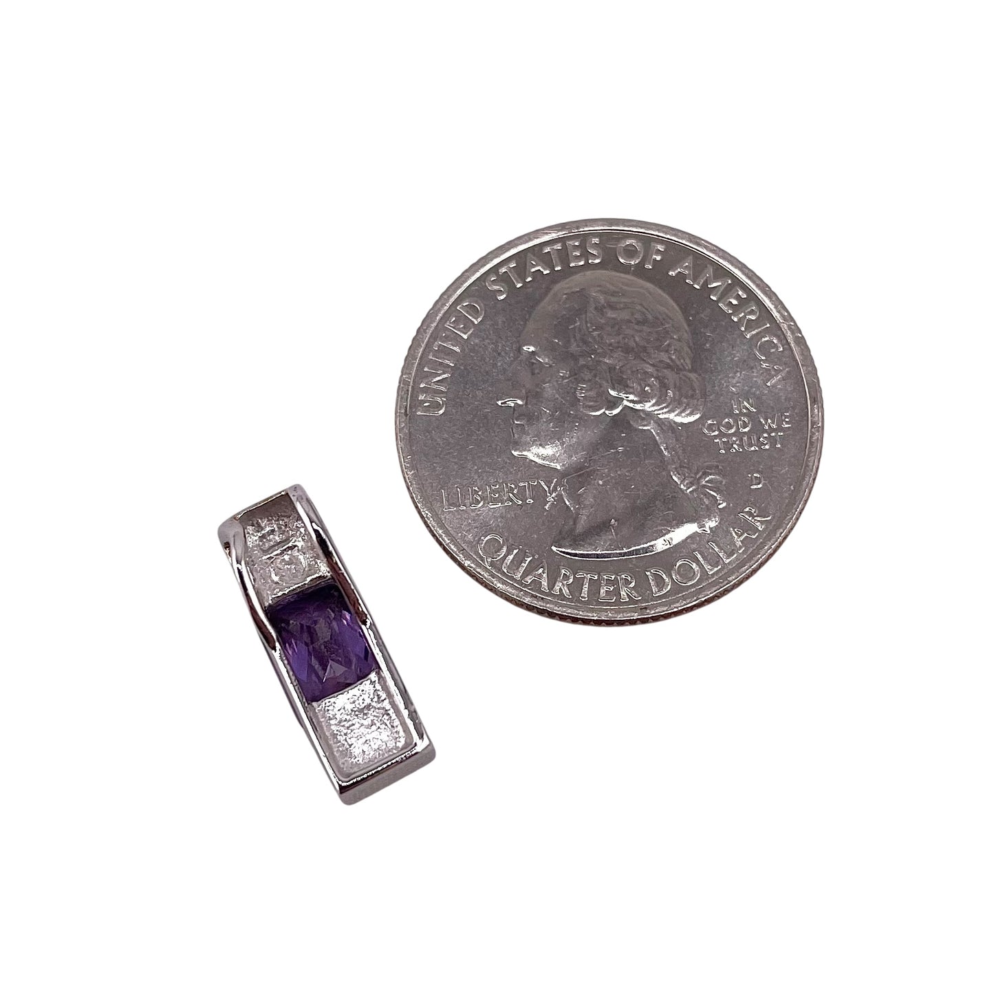 White Lab Opal Rectangle Amethyst Pendant Sterling Silver