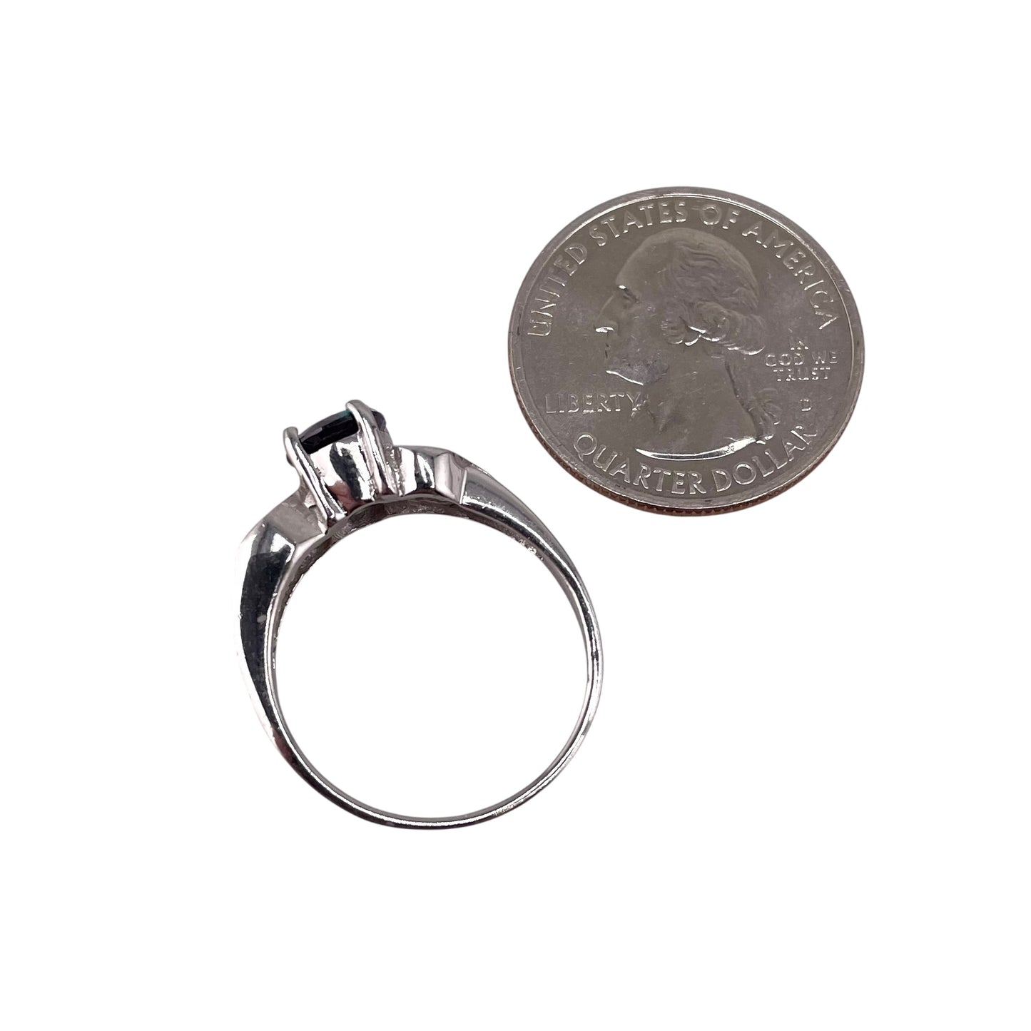White Lab Opal Oval Amethyst CZ Ring Sterling Silver