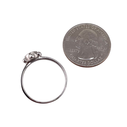 White Lab Opal Turtle Ring Sterling Silver