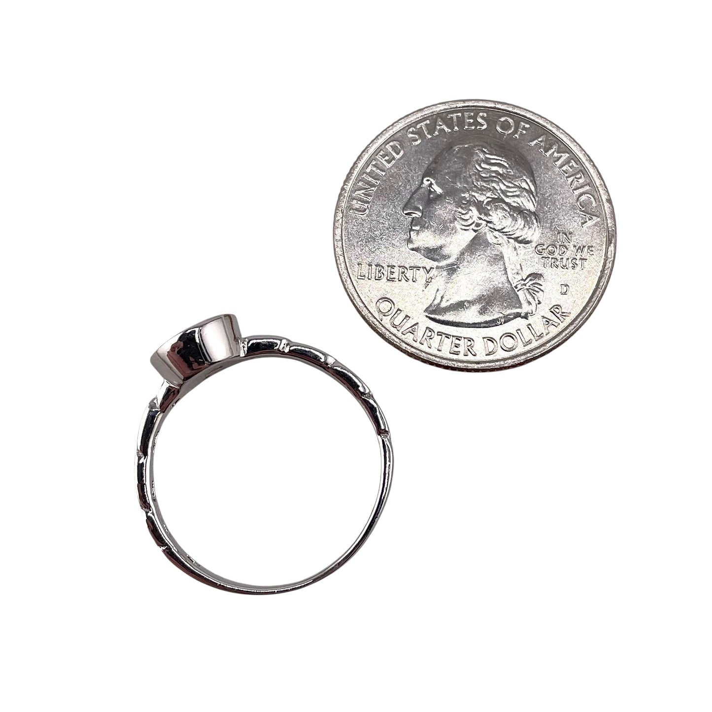 Blue Lab Opal Circle Round Link Ring Sterling Silver