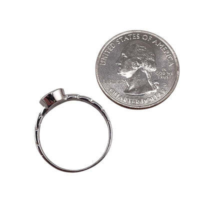 Pink Lab Opal Circle Round Link Ring Sterling Silver
