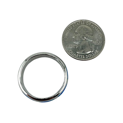 Blue Lab Opal Triangle Pattern Ring Sterling Silver