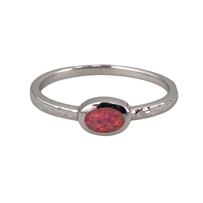 Pink Lab Opal Oval Ring Sterling Silver