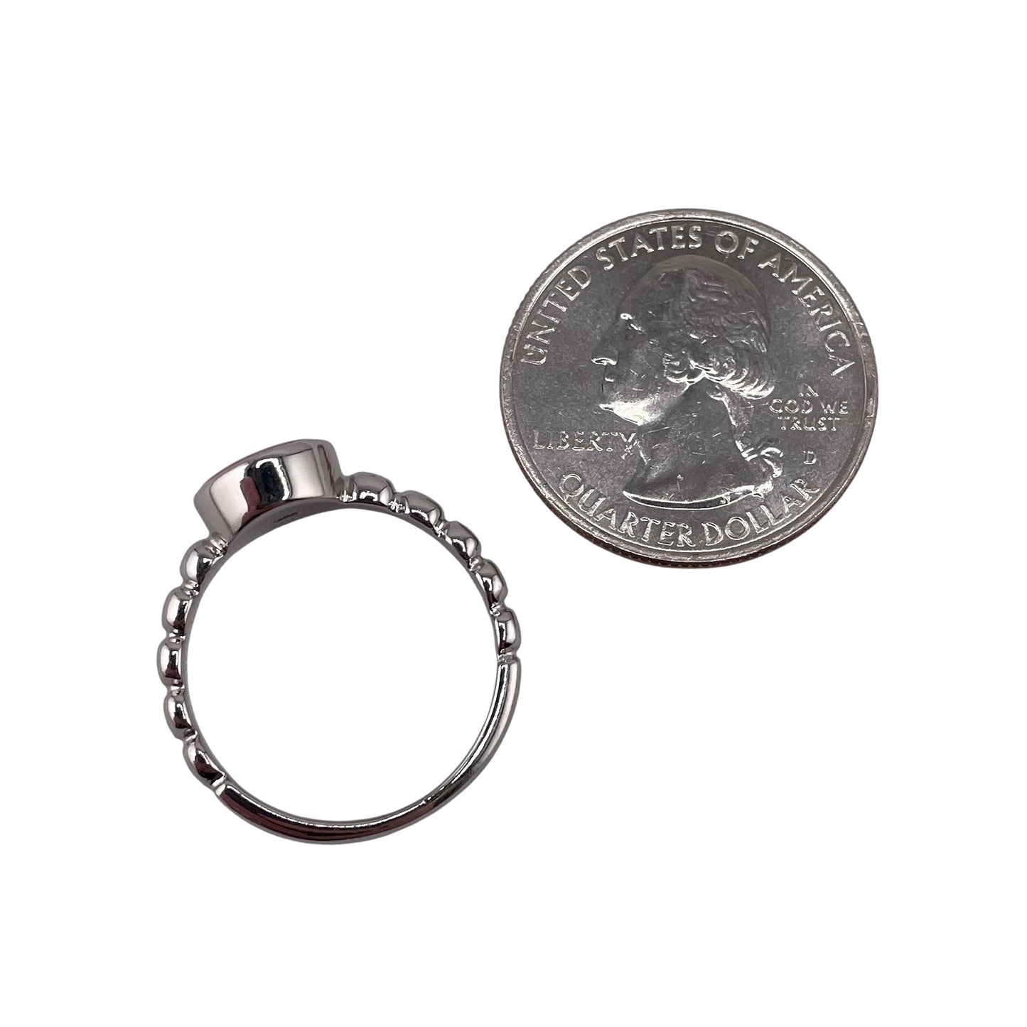 Pink Lab Round Opal Bead Band Ring Sterling Silver