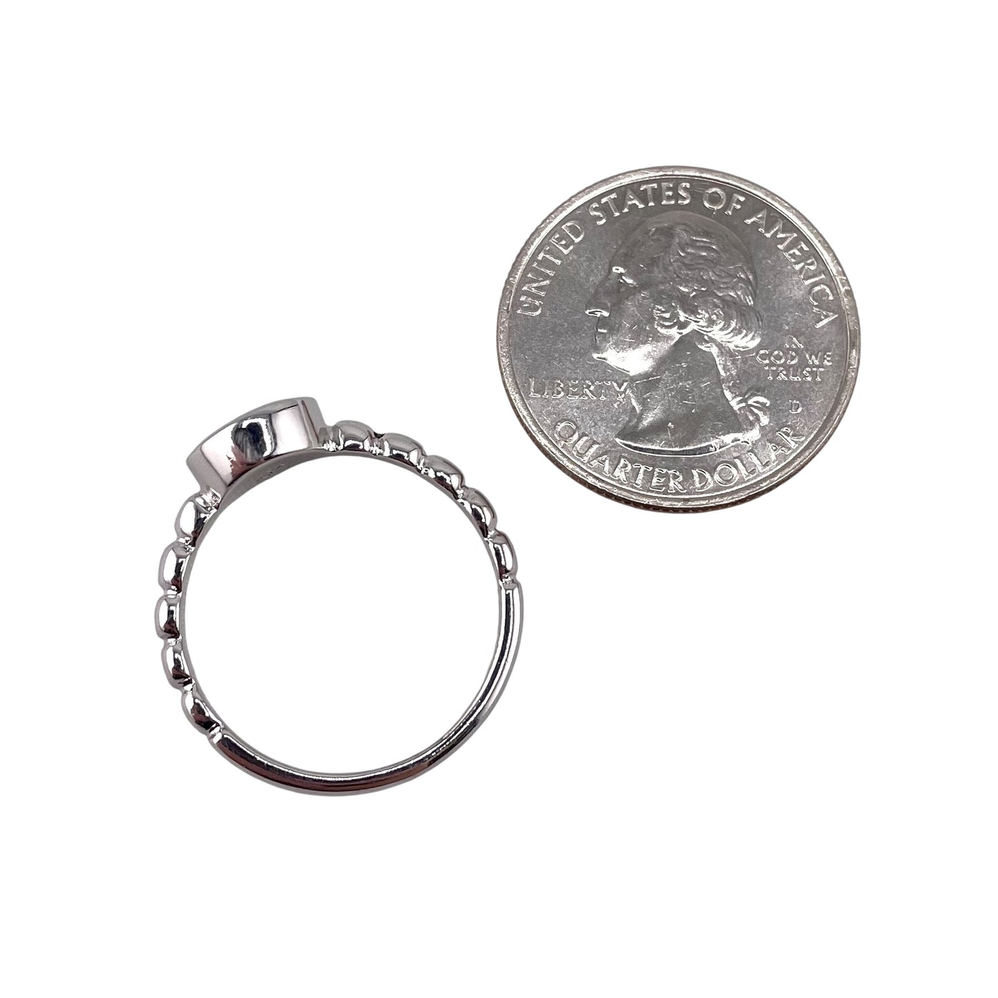 White Lab Round Opal Bead Band Ring Sterling Silver